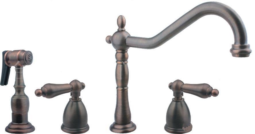Two handle, wide spread faucet 8" to 15" 4-hole installation ( matching sprayer is included) 100% Satisfaction GuaranteedTwo-handle widespread lavatory faucet for 8" - 16" centers Ceramic disc valves exceed industry longevity standards over two times for a lifetime of durable performance Solid brass construction for durability and reliability Hand bell-shaped handles are pre-assembled on valves to simplify installation. Compliances: ADA Compliant EPA WaterSense Finish: Oil Rubbed Bronze Handle Style: Hand bell-shaped lever handles Includes: Faucet Valve Handles Matching Sprayer included Manufacturer: CMS Material: Brass faucet construction Cast brass waterways Brass valve bodies Number of Handles: Two Metal construction Brass valve bodies Quarter-turn washerless ceramic disc valves For 8″ (20.3 cm) centers Lever handles are ADA compliant Stationary spout 1.5 gallons (5.7 liters) per minute maximum flow rate Lot 6009-ORB